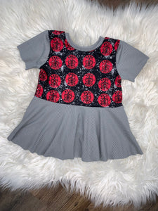 Basic Witch Short Sleeve Peplum Top-2T