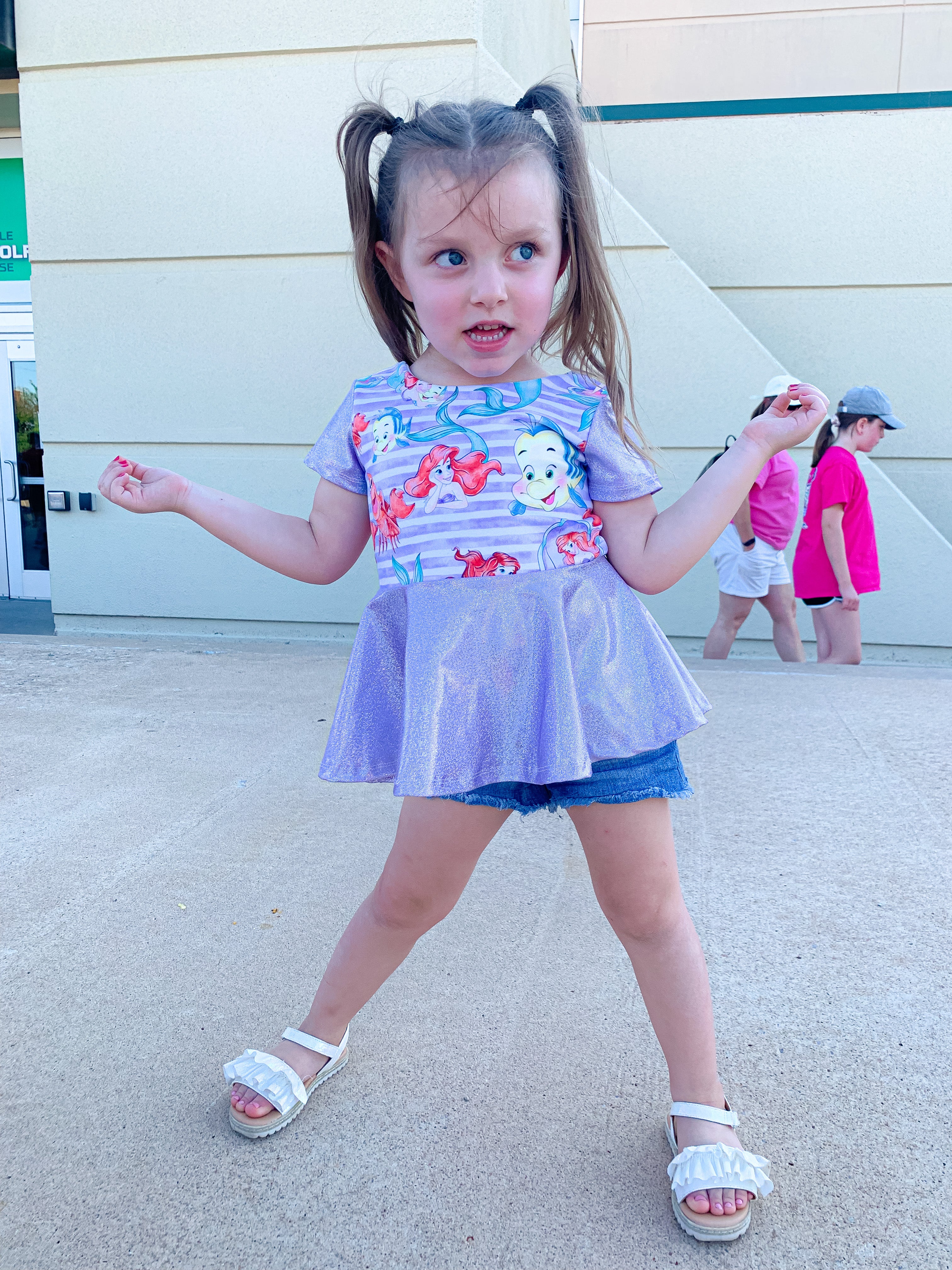 Ariel inspired short sleeve peplum top w/ purple sparkly