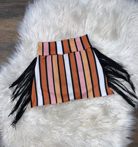 Fall/Halloween Striped Skirted Bummies w/ Fringe-2T/3T